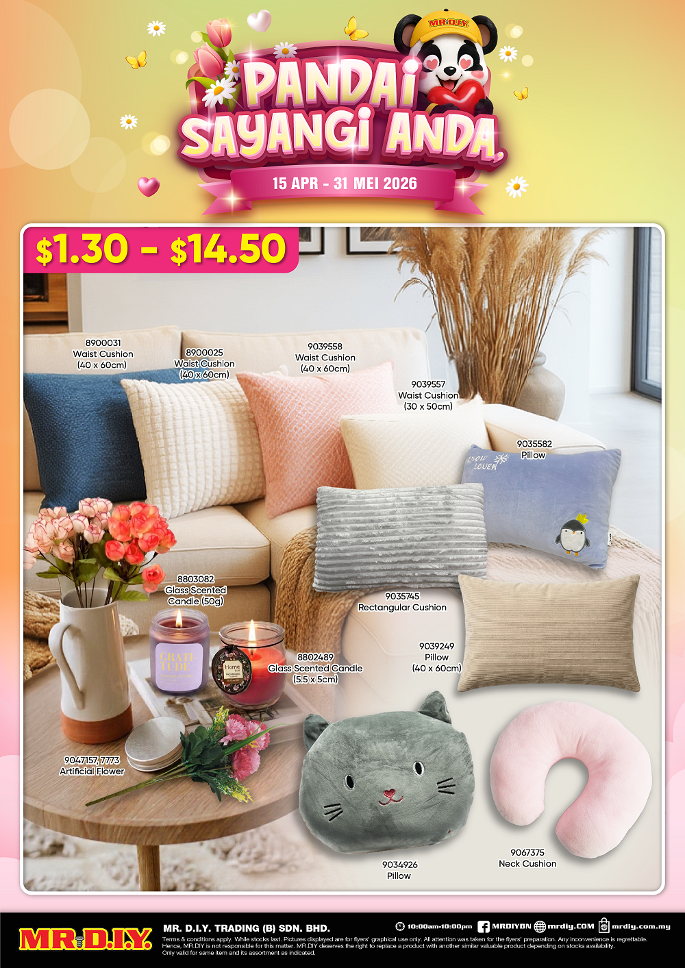 Waist cushion, cushion, pillow, scented candle, artificial flower from $1.30 - $14.50