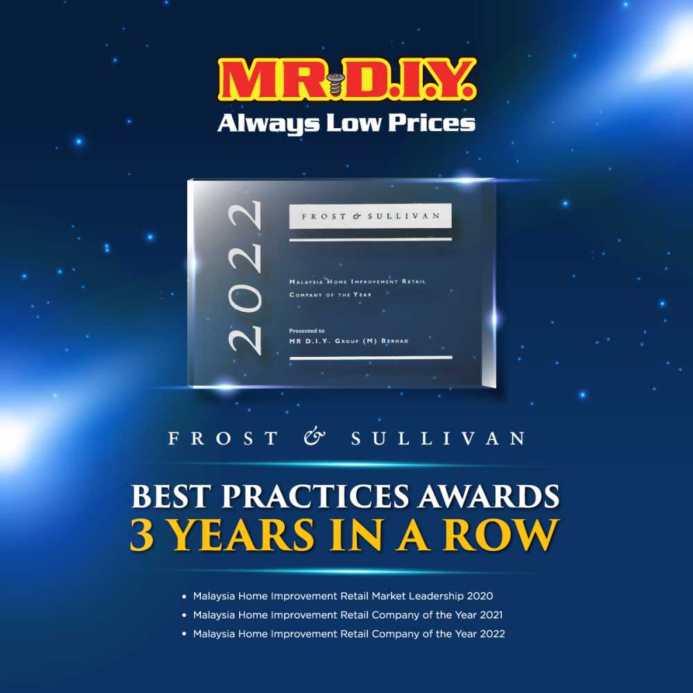 Frost & Sullivan Accords MR.DIY “Company of the Year” Award for the 2nd Year in a Row