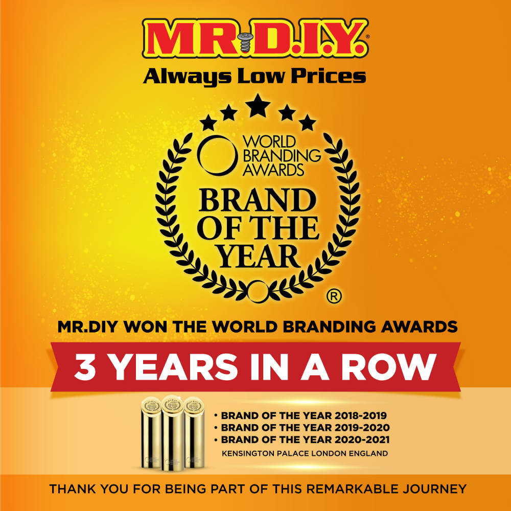 Three In A Row – MR D.I.Y. Wins Its Third World Branding Award!