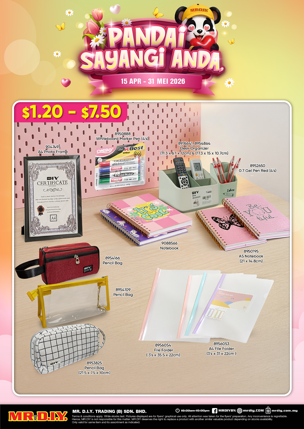 A4 photo frame, desk organizer, whiteboard marker pen, gel pen, notebook, pencil bag, file folder from $1.20 - $7.50