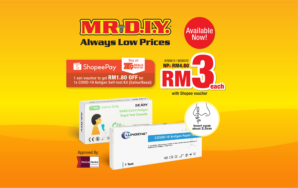 MR.DIY x ShopeePay RM1.80 Off COVID-19 Antigen Self-Test Kit 2022