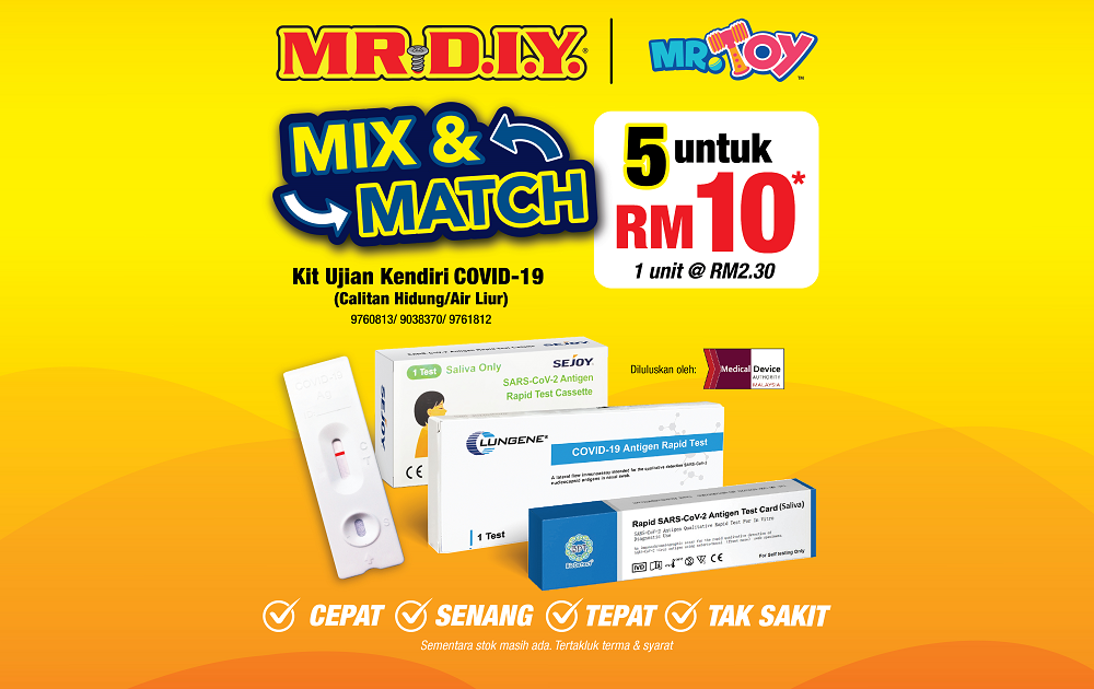 MR.DIY 5 For RM10 COVID-19 Antigen Rapid Test (Nasal/Saliva) (West Malaysia)