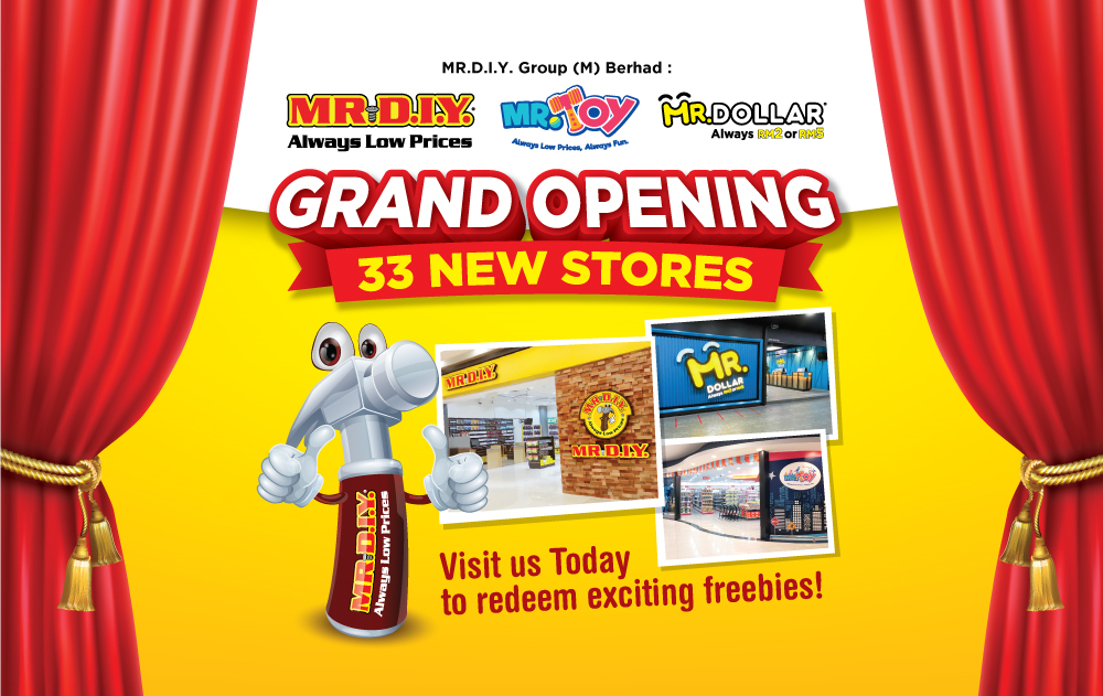MR.DIY, MR.TOY & MR.DOLLAR Grand Opening at 33 New Stores Nationwide 2020