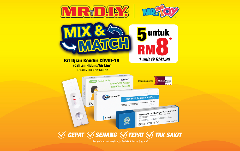 MR.DIY 5 For RM8 COVID-19 Antigen Rapid Test (Nasal/Saliva) (East Malaysia)