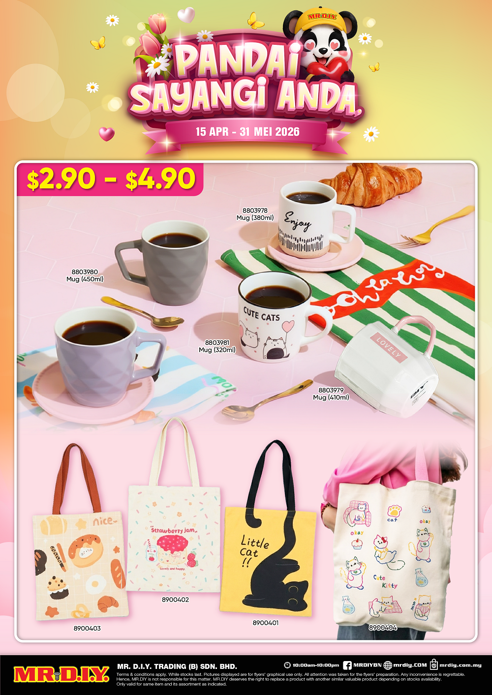 Mugs and tote bag from $2.90 - $4.90