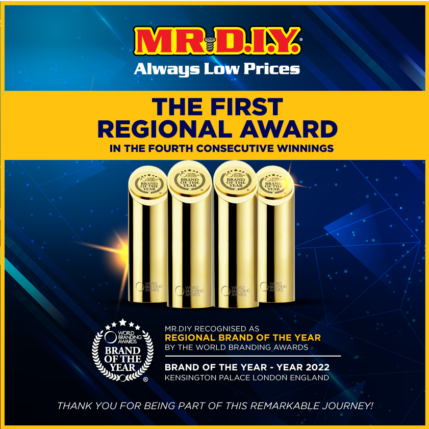 MR.DIY Accorded Brand of the Year Regional Award at the World Branding Awards 2021-2022