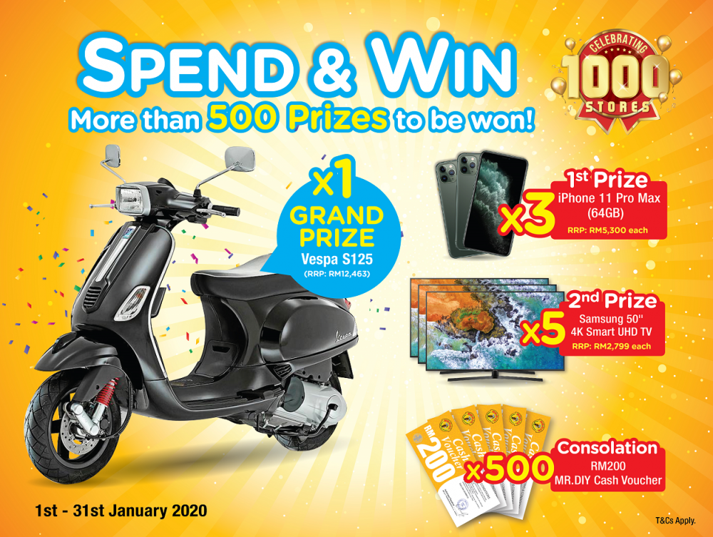 MR.DIY Celebrating 1000 Stores Spend & Win Contest T&Cs 2020